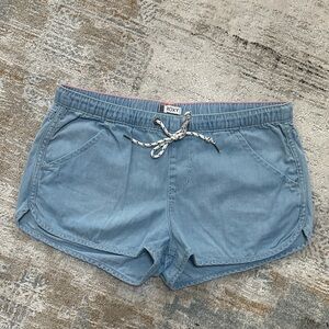 Roxy Light Blue Jean Shorts with Drawstring and elaastic.